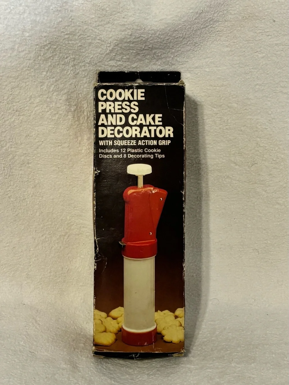 Vintage Cookie Press and Cake Decorator - Red and White